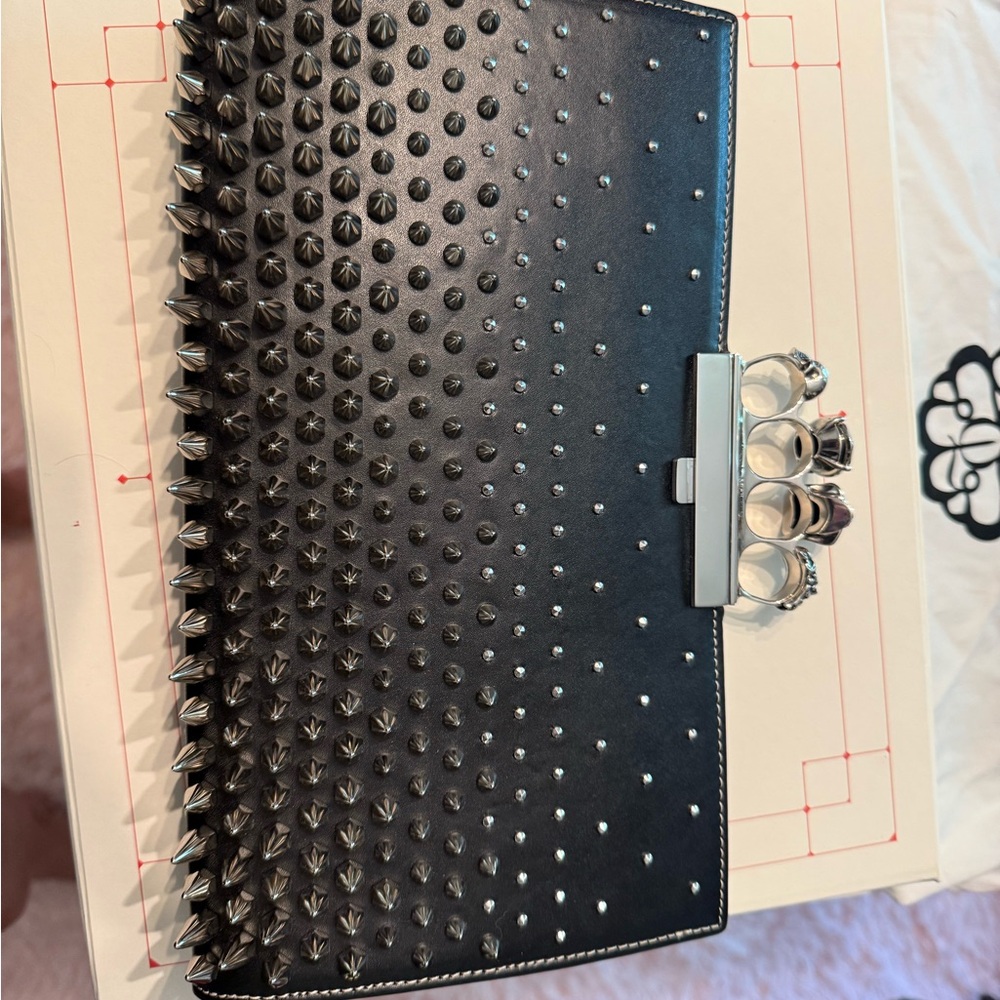 Alexander McQueen Black and Silver Knuckle Clutch
